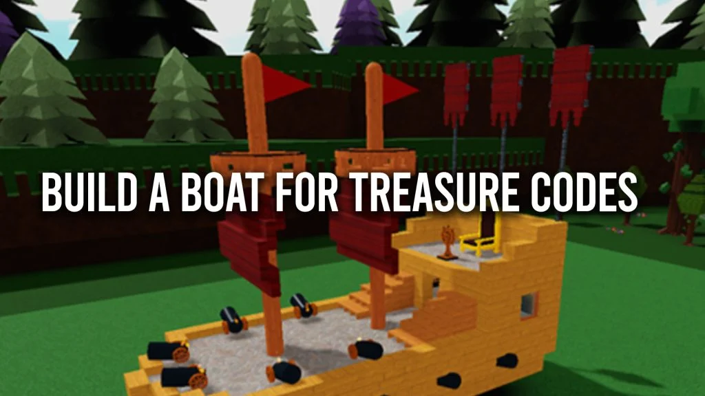 Build a boat for treasure codes: boat built from blocks in the middle of a grassy field