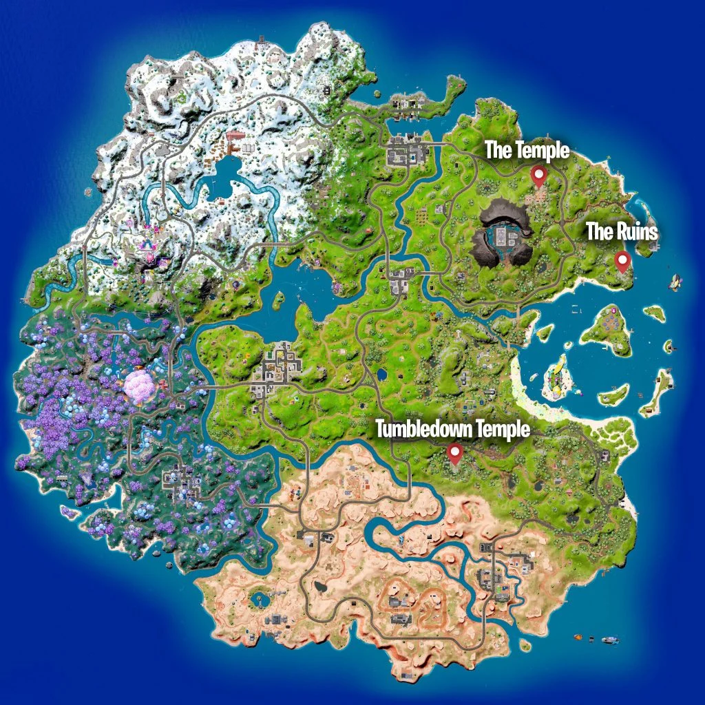 Fortnite Temple Locations (Chapter 3 Season 3) Map