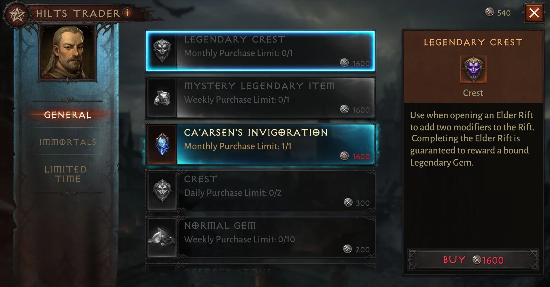 Hilts Trader in Diablo Immortal