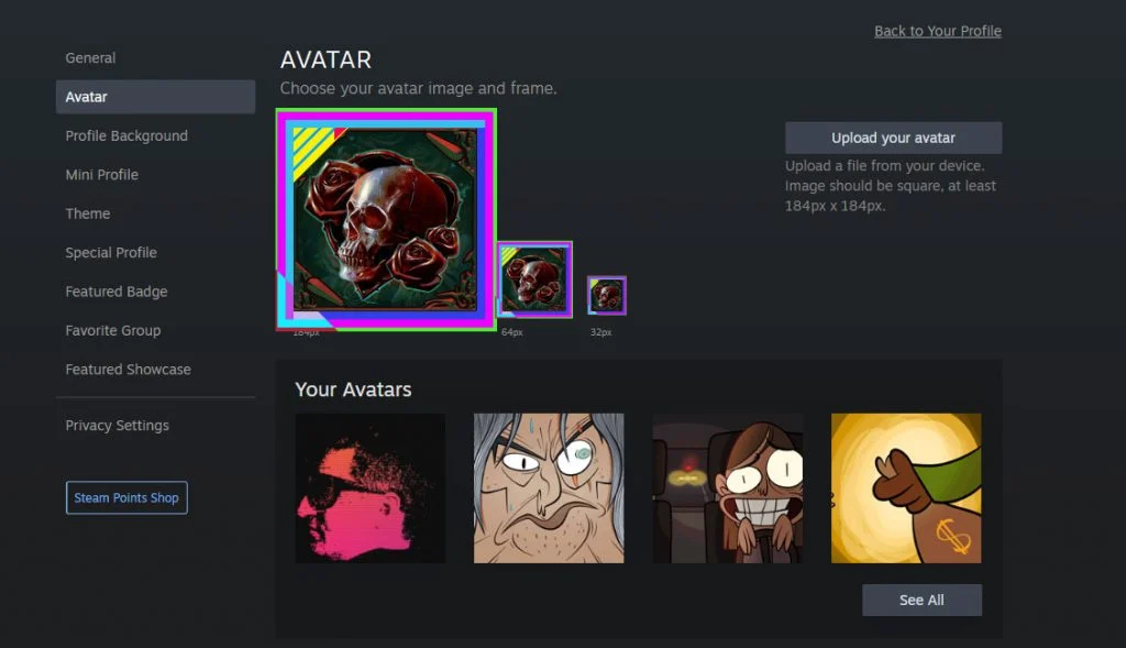 What Dimensions are Steam Avatars