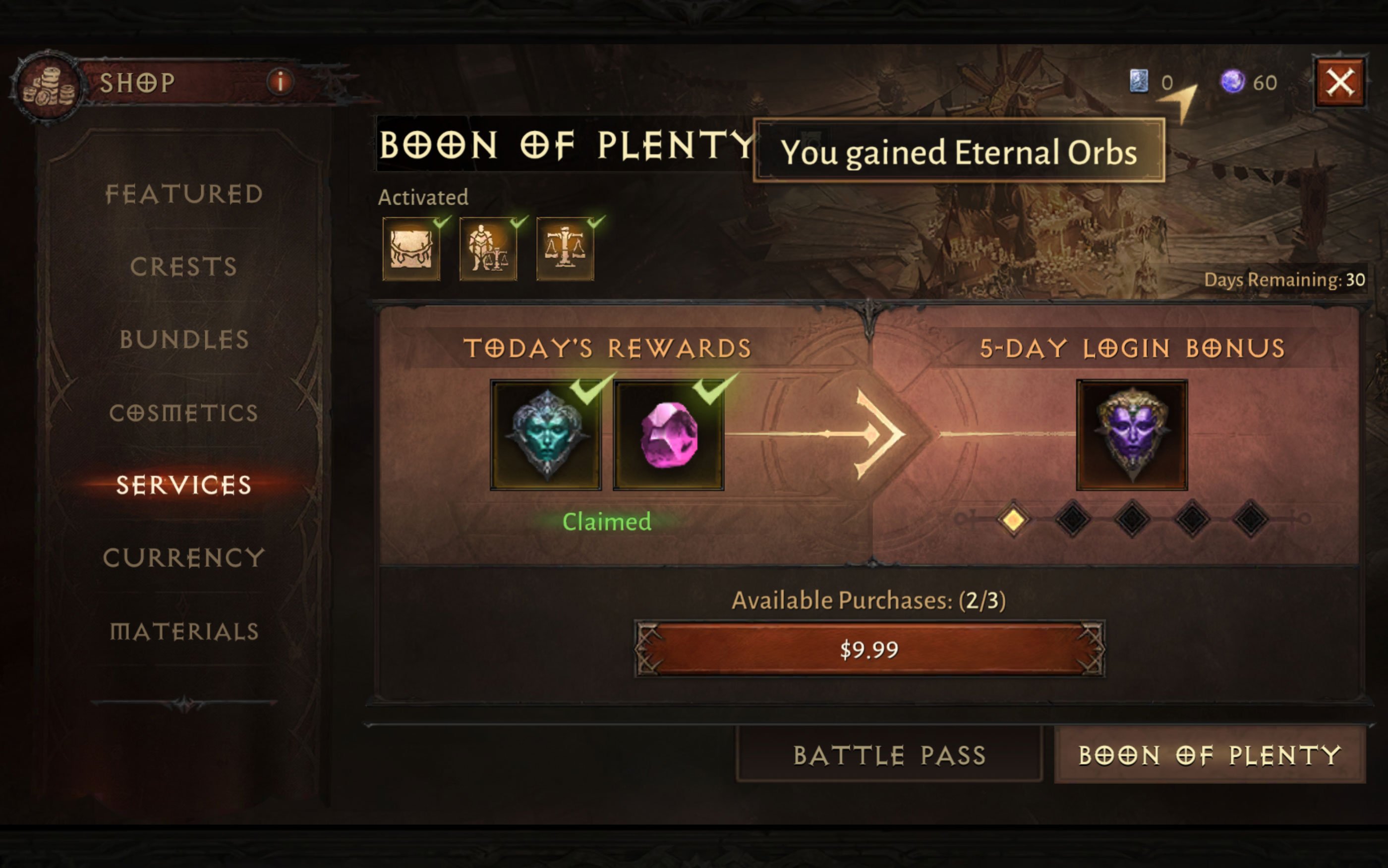 What is the Boon of Plenty in Diablo Immortal