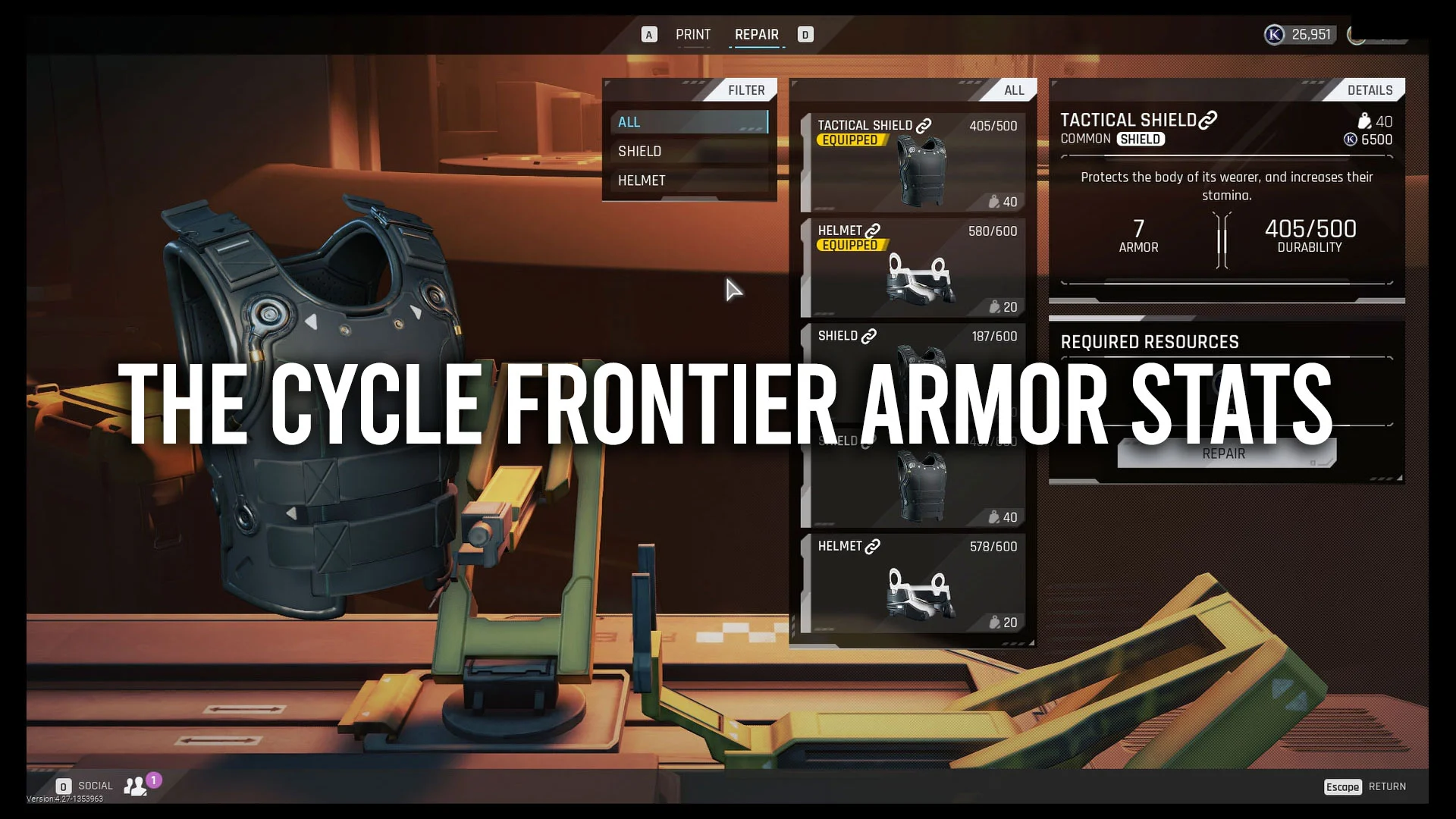 The Cycle Frontier Armor Stats