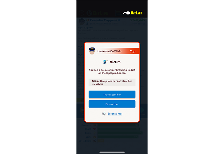 BitLife Bump and Grab Scam