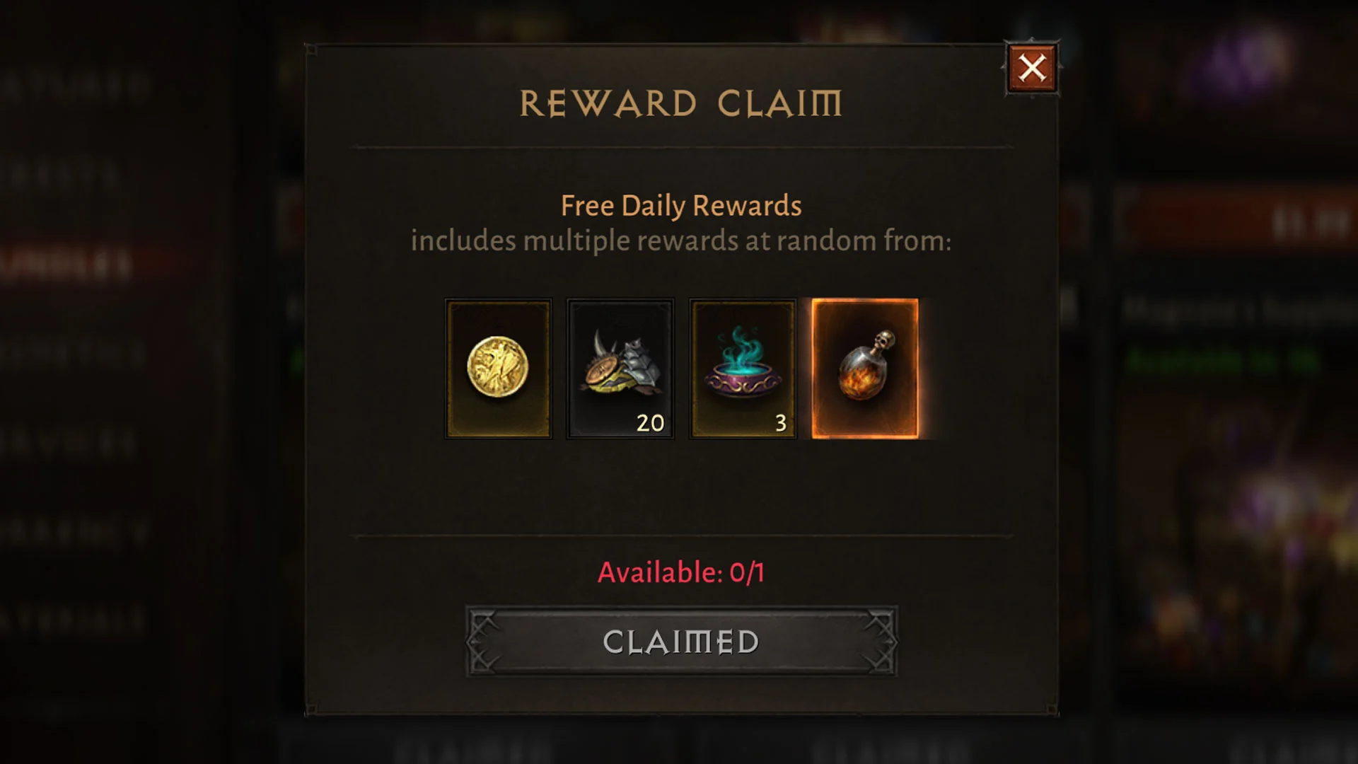 Diablo Immortal Free Daily Bundle