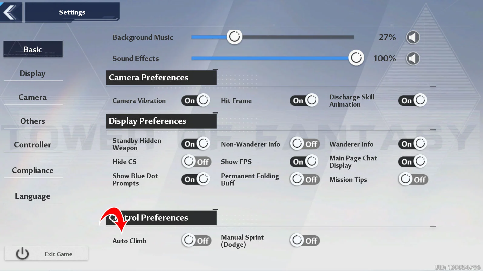 How to Turn off Auto Climb in Tower of Fantasy