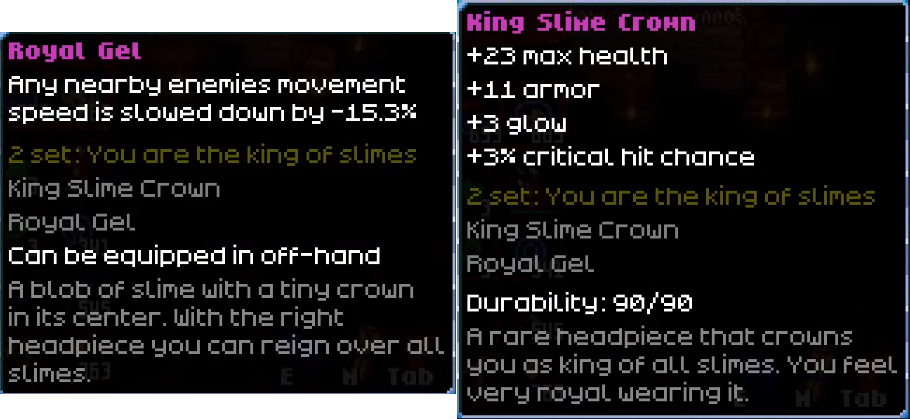 Core Keeper King Slime Drops - Royal Gel, King Slime Crown