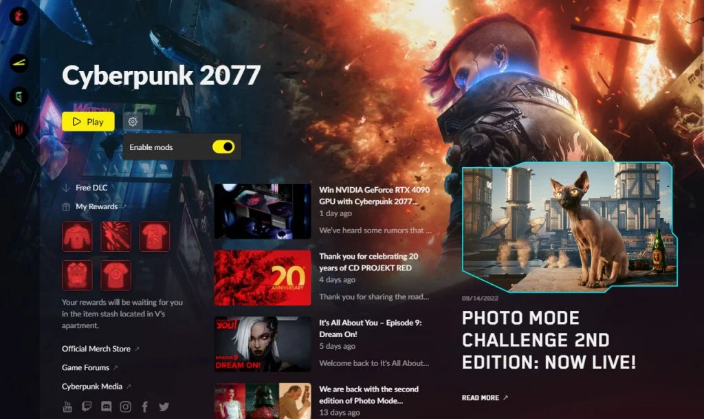Launch Cyberpunk 2077 and Enable Mods