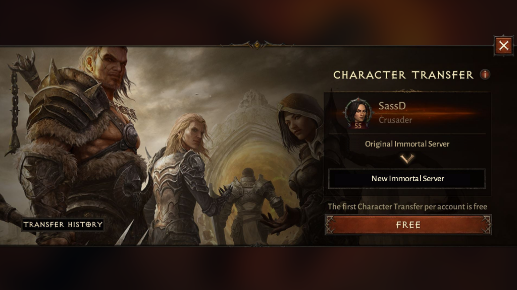 Diablo Immortal Patch Notes (October 26) Character Transfers