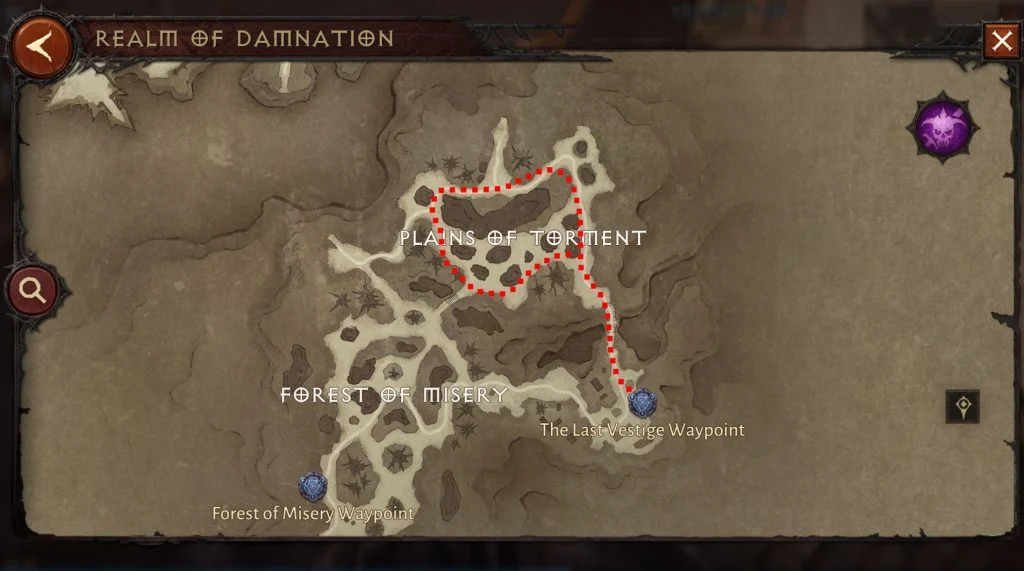 Diablo Immortal Realm of Damnation - Enchanted Dust Farm Route (Plains of Torment)
