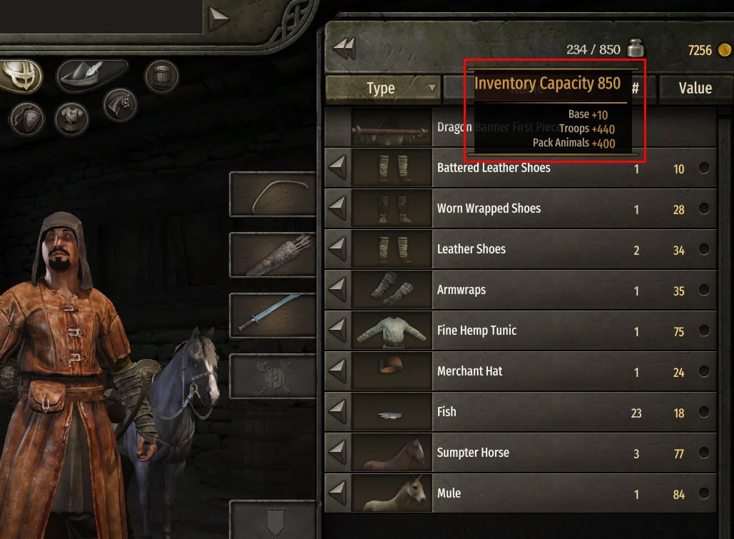 Increase Inventory Capacity Bannerlord