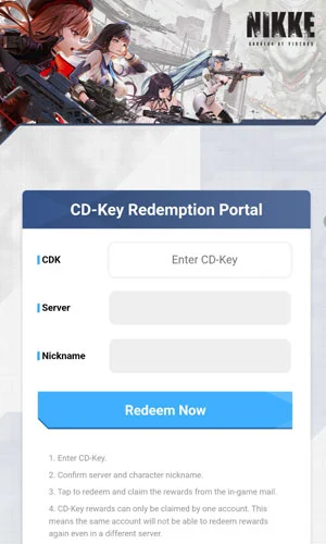 CD-Key Redeem Goddess of Victory Nikke codes