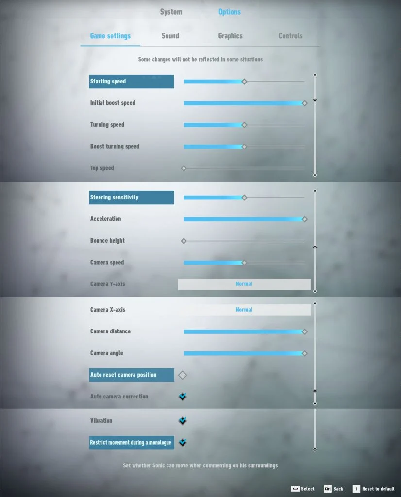 Sonic Frontiers Action Style Settings