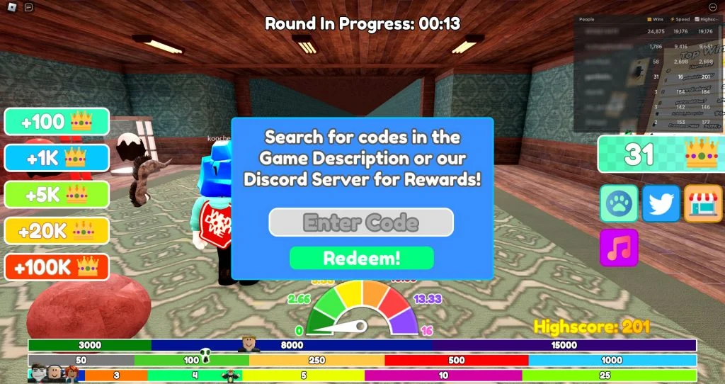 How to Redeem Codes in DOORS Race Clicker