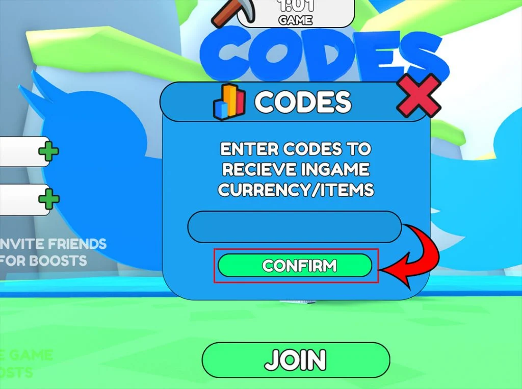 How to use Mine Racer codes inside Roblox