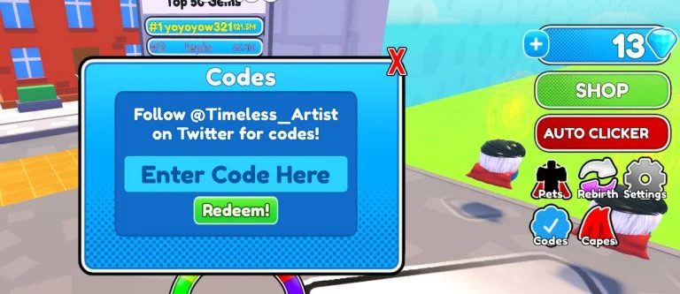 How to use codes in Super Hero Clicker Race