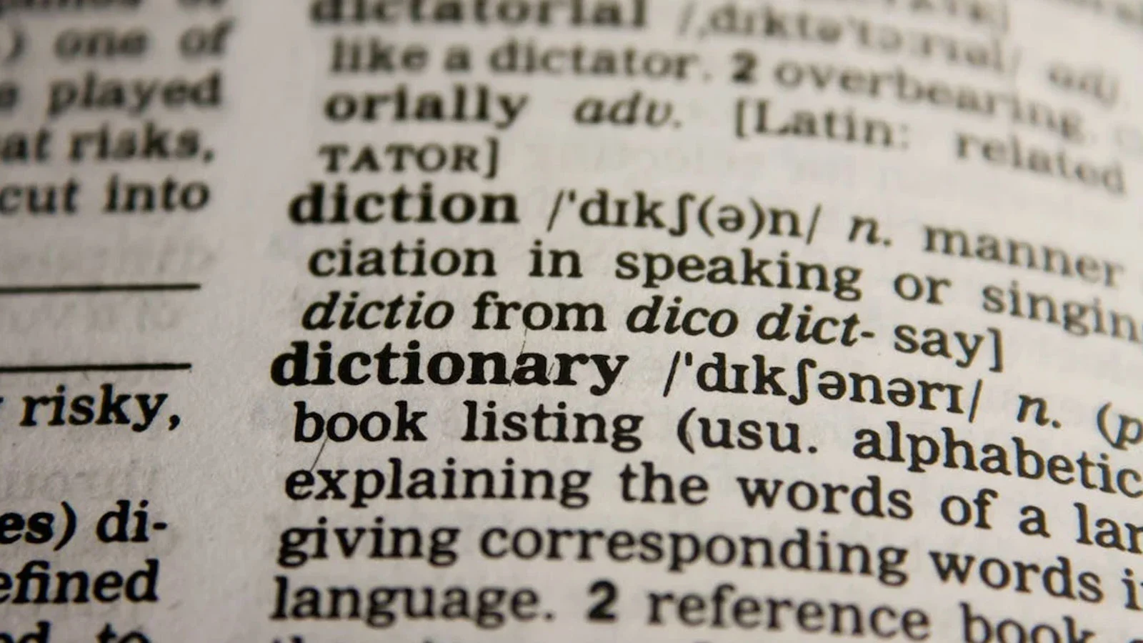 Picture of an open dictionary