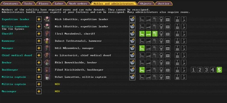 Nobles in Dwarf Fortress
