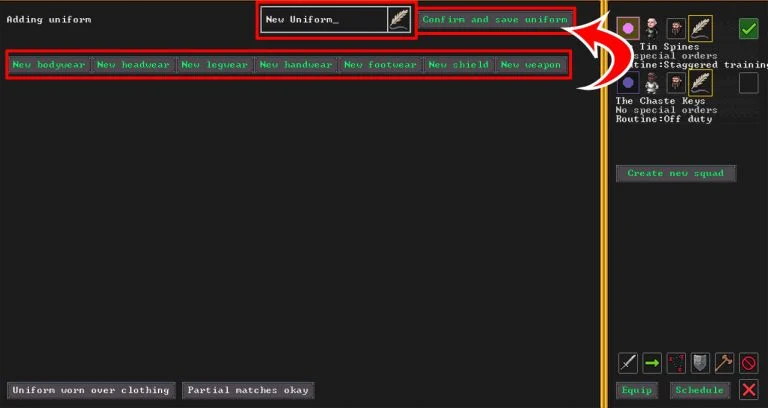 Creating a new uniform in Dwarf Fortress