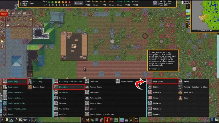 Setting a Farm Plot in Dwarf Fortress