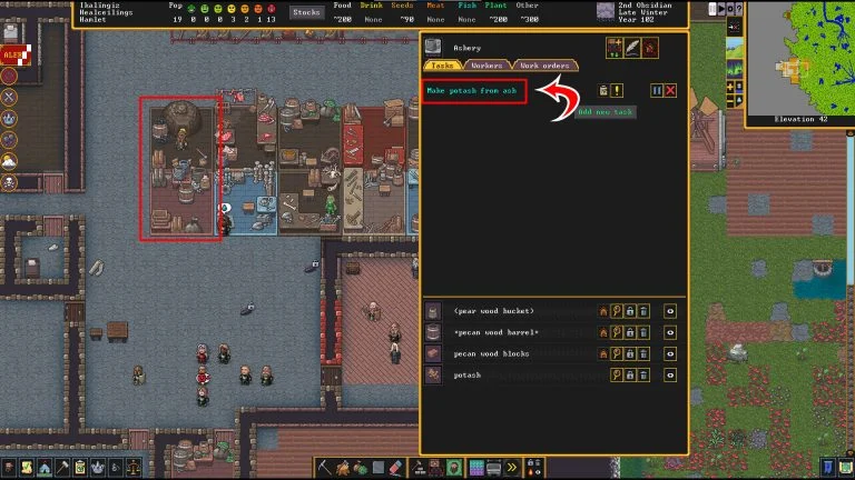 Making potash in Dwarf Fortress