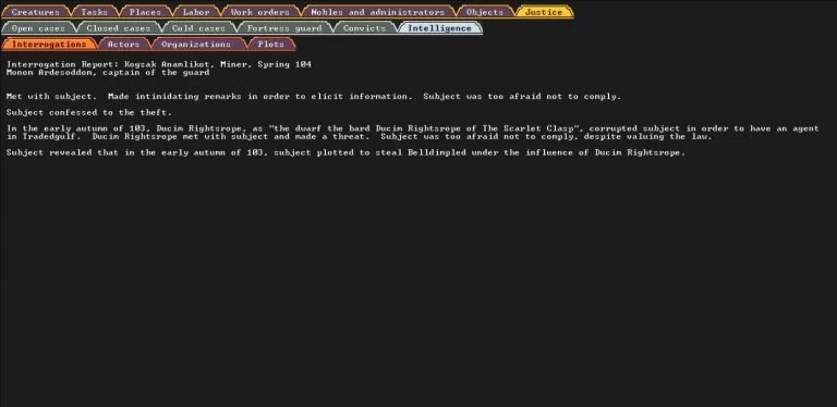 Interrogation Information Dwarf Fortress