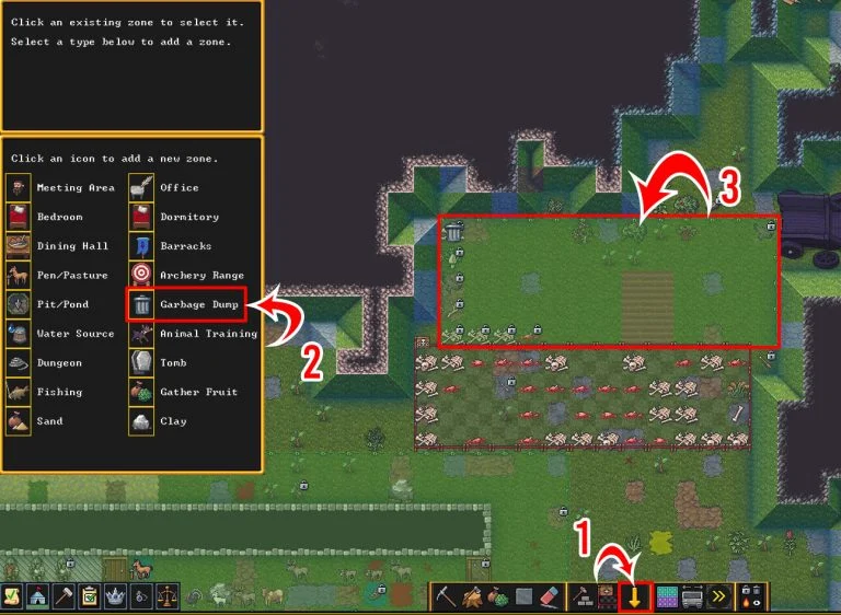 Building a Garbage Dump Zone in Dwarf Fortress