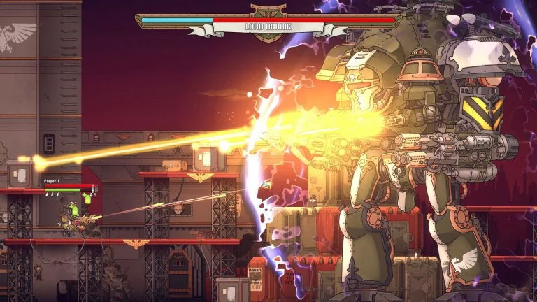 Warhammer 40,000: Shootas, Blood & Teef Screenshot with Giant Robot