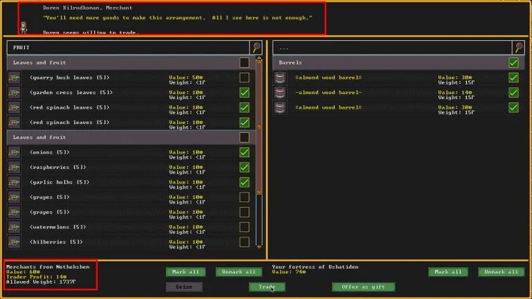 Trading Window Dwarf Fortress