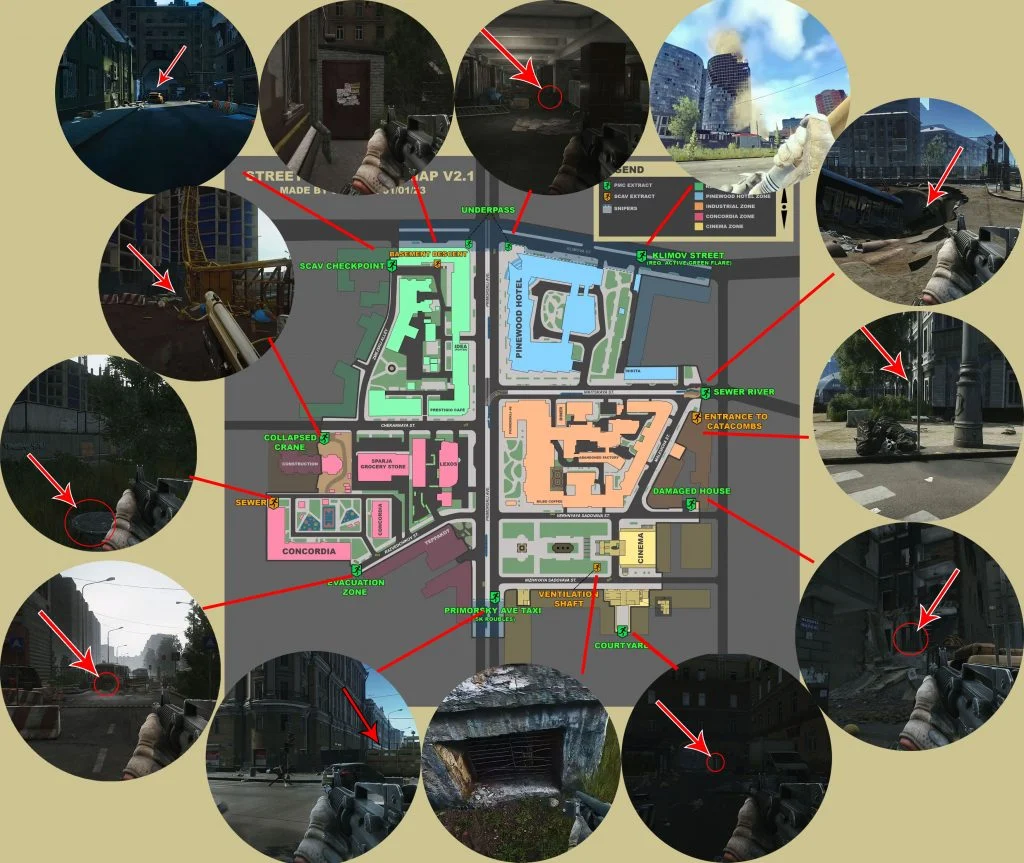 Streets Of Tarkov All Extract Locations Map And Guide Gamer Digest   Streets Of Tarkov Extract Locations Map 1024x863 