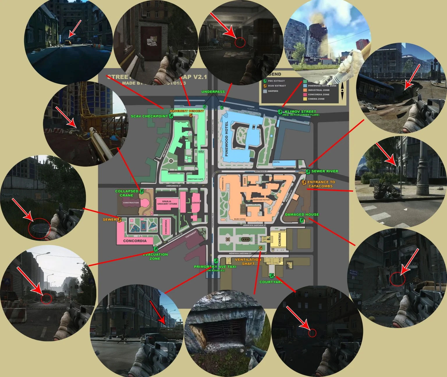 Streets Of Tarkov All Extract Locations Map And Guide Gamer Digest   Streets Of Tarkov Extract Locations Map 1536x1295 