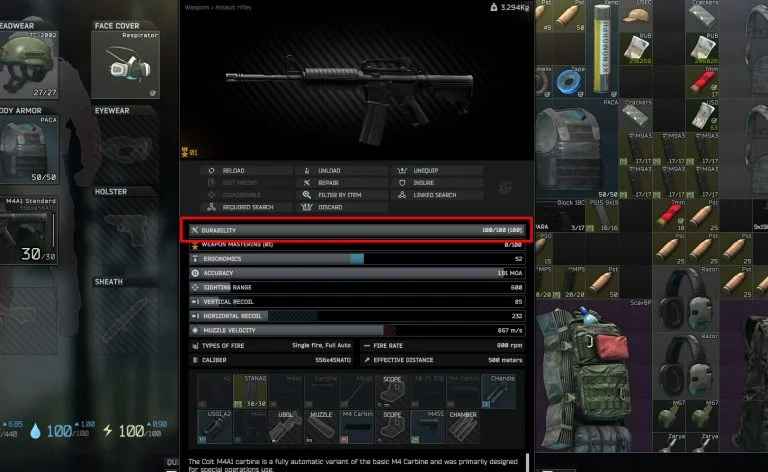 Weapon Durability, Escape from Tarkov
