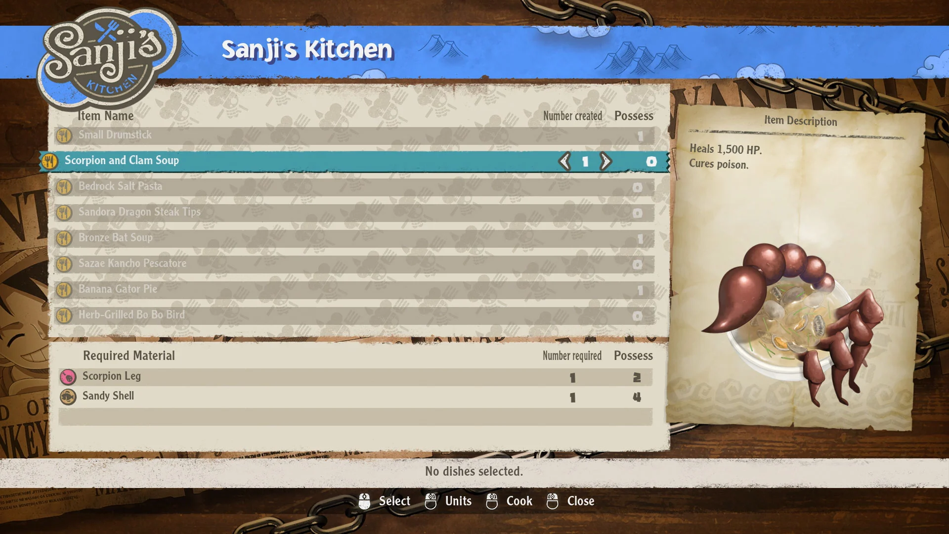 Cooking Food in One Piece Odyssey