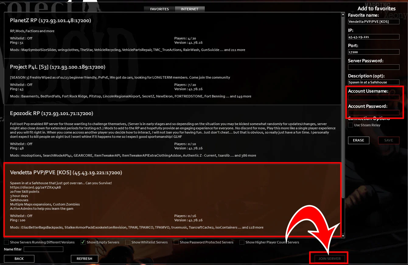 Joining Public Server, Project Zomboid