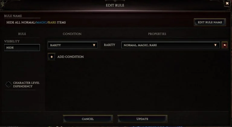 Edit Rule for Loot Filter in Last Epoch