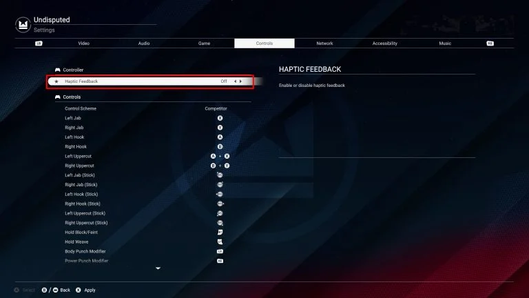 How to Turn off Haptic Feedback in Undisputed