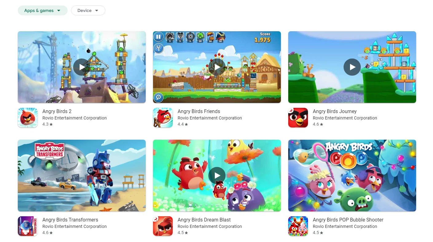 Angry Birds Play Store