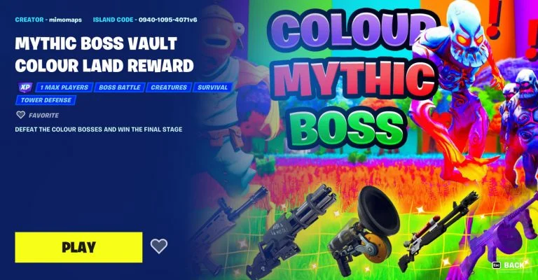Fortnite Island Code: Mythic Boss Vault Colour Land Reward