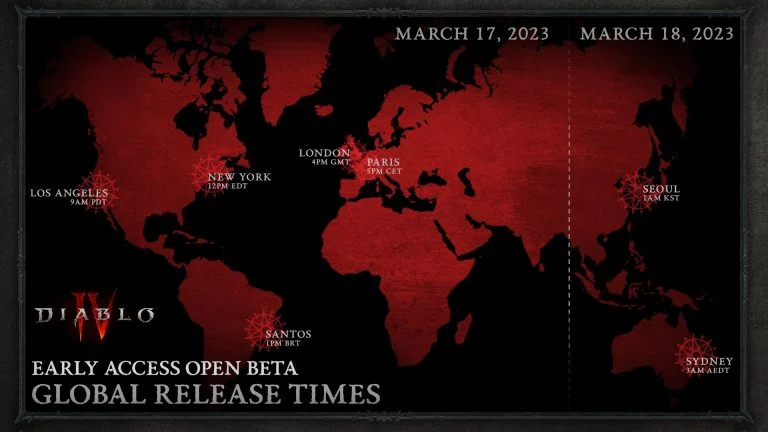 Diablo 4 Early Access Open Beta Global Release Times