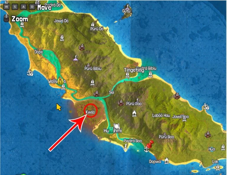 Tchia: Kweo Island Map (White Clay Location)