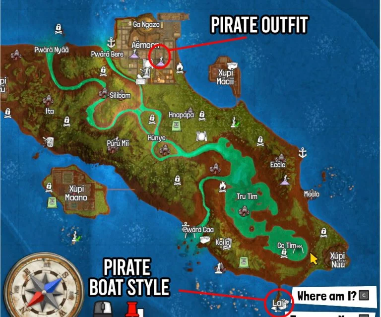 Pirate Outfit and Boat Style Locations Tchia