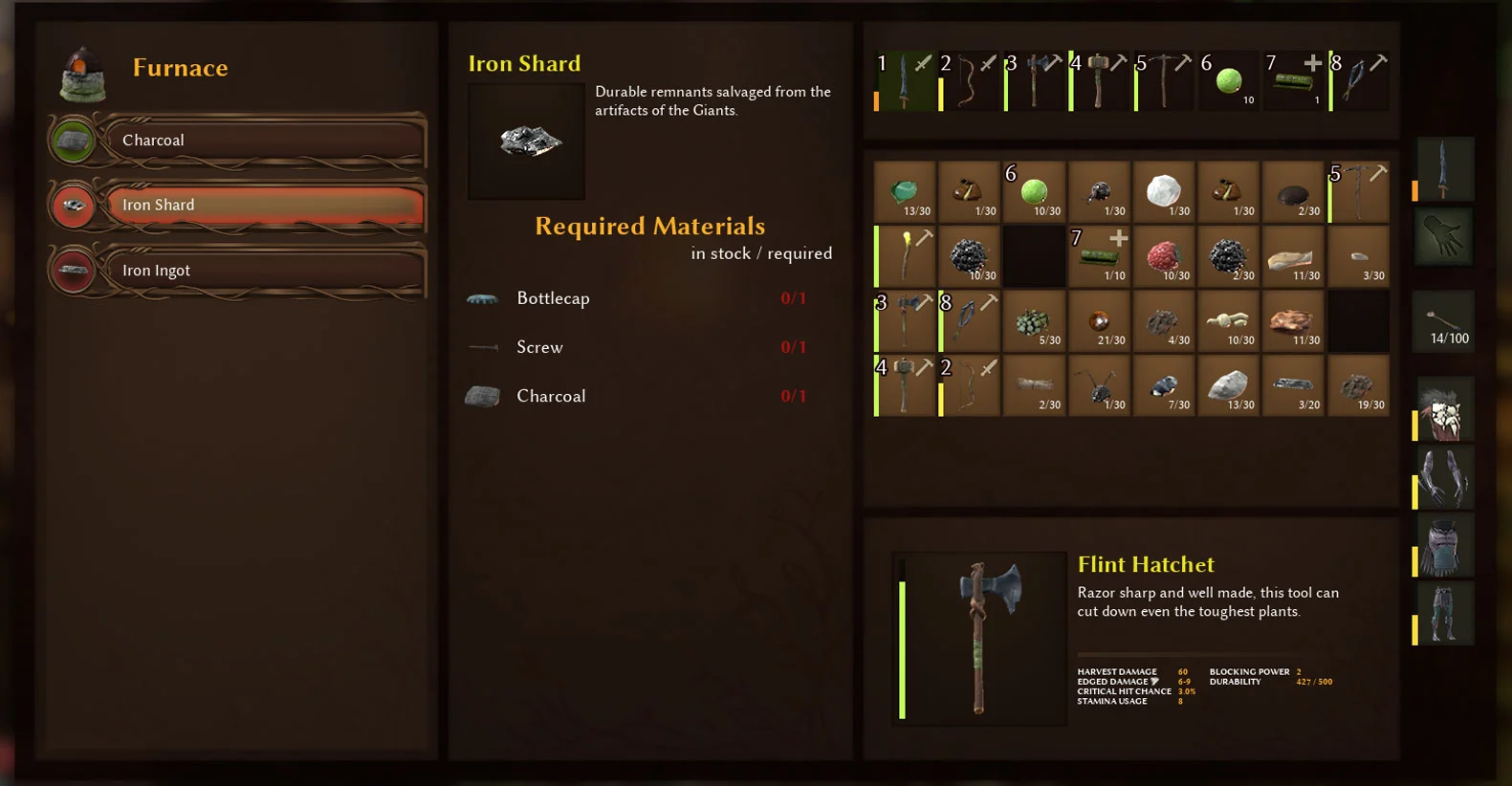 Smalland: Craft Iron Shard at Furnace