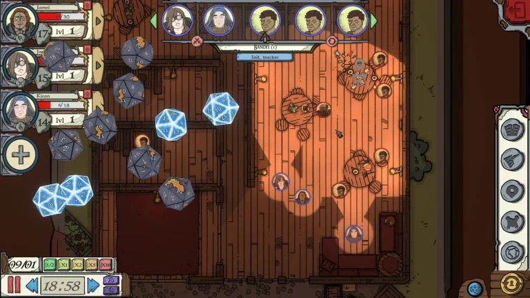 Realm Architect screenshot showing dice and setting up a campaign
