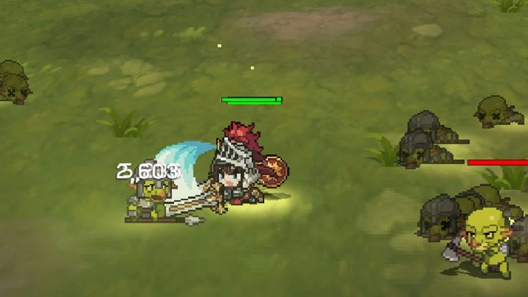 Unknown Knights character fighting a monster