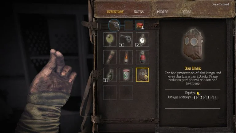 Amnesia: The Bunker inventory screenshot