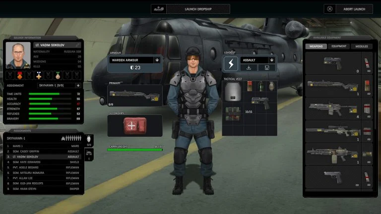 Xenonauts 2 inventory screenshot